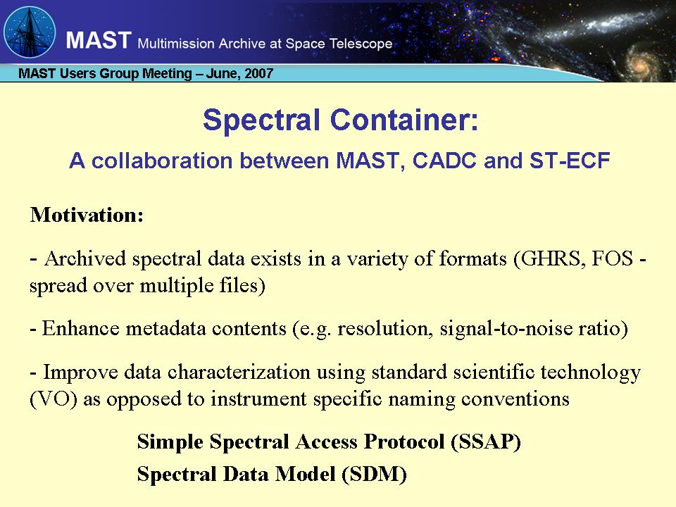slide 1 of spectral container presentation