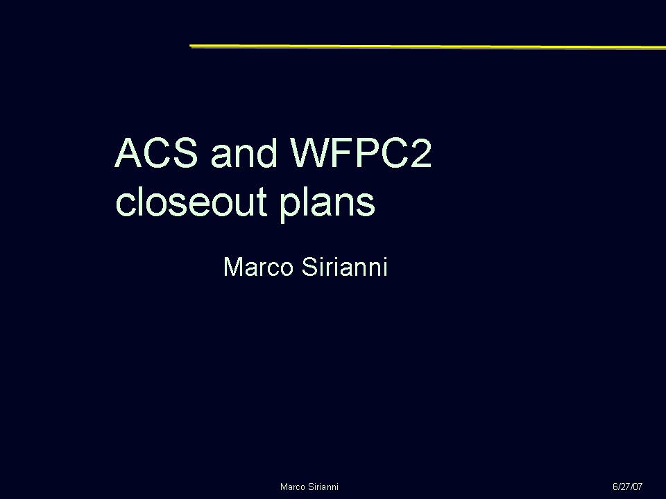 slide 1 of WFPC2 closeout presentation