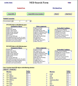 screenshot of NED/MAST interface page