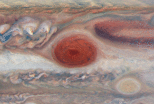 Animations showing the Great Red  Spot over 10 hours.