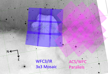 HST Footprints over Digitized Sky Survey Image
