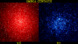  Omega Centauri --- UV and optical images side-by-side