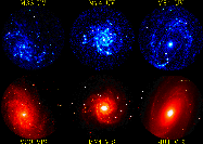 M33, M74, and M81, each shown through a UV filter and 
through an optical filter 